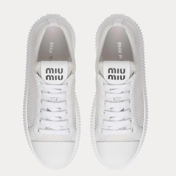 Miu Miu Women's Mesh Platform Low Top Sneakers, size 41 - Picture 2 of 5